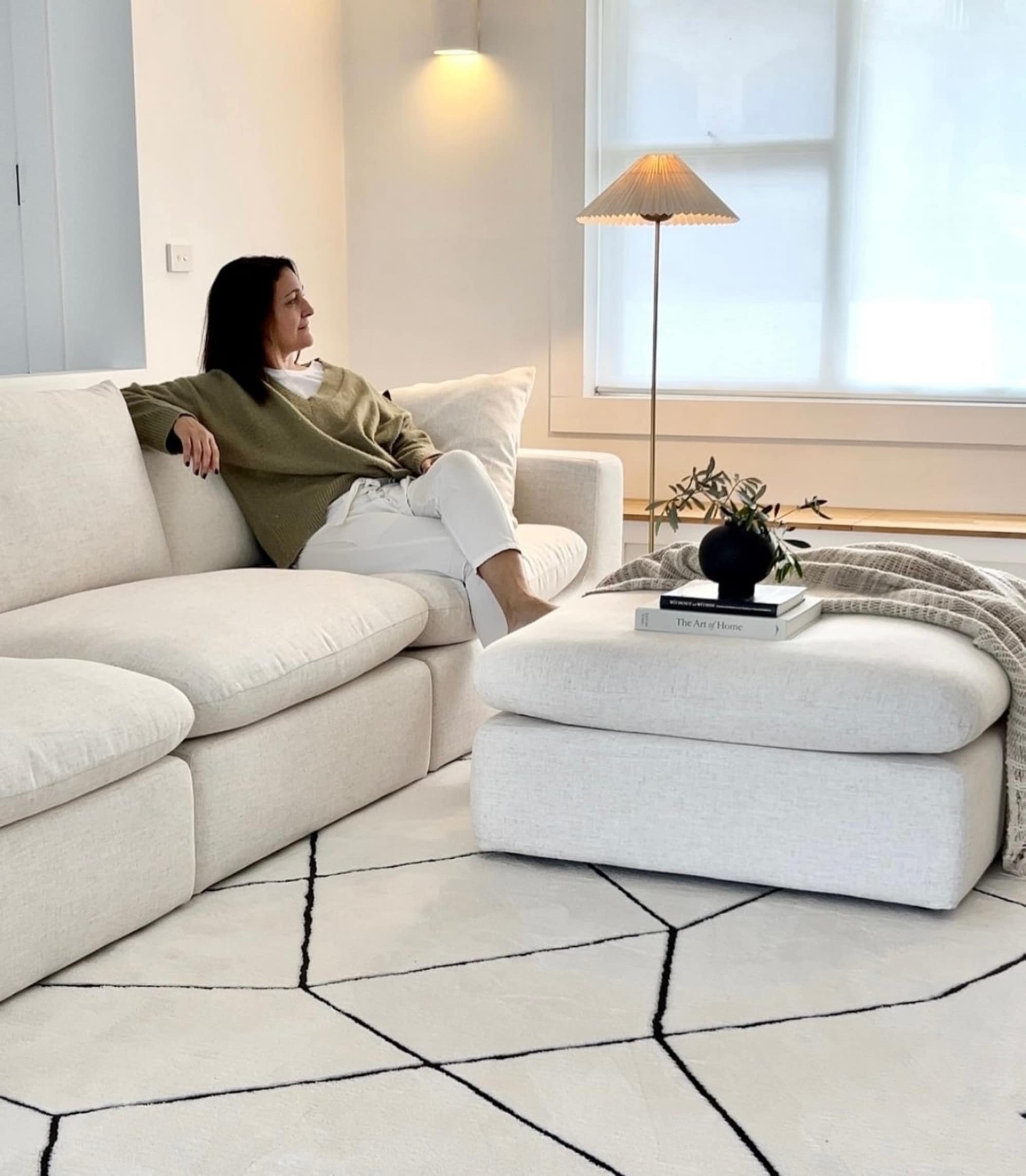 Mori Performance Fabric 2 Seater Sofa with Ottoman | Castlery